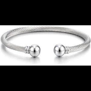 Elastic Adjustable Stainless Steel Cuff Bangle Bracelet for Mens